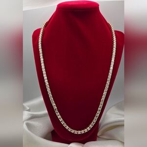 Yellow Gold Over Sterling Silver 925 4mm CZ Tennis Necklace